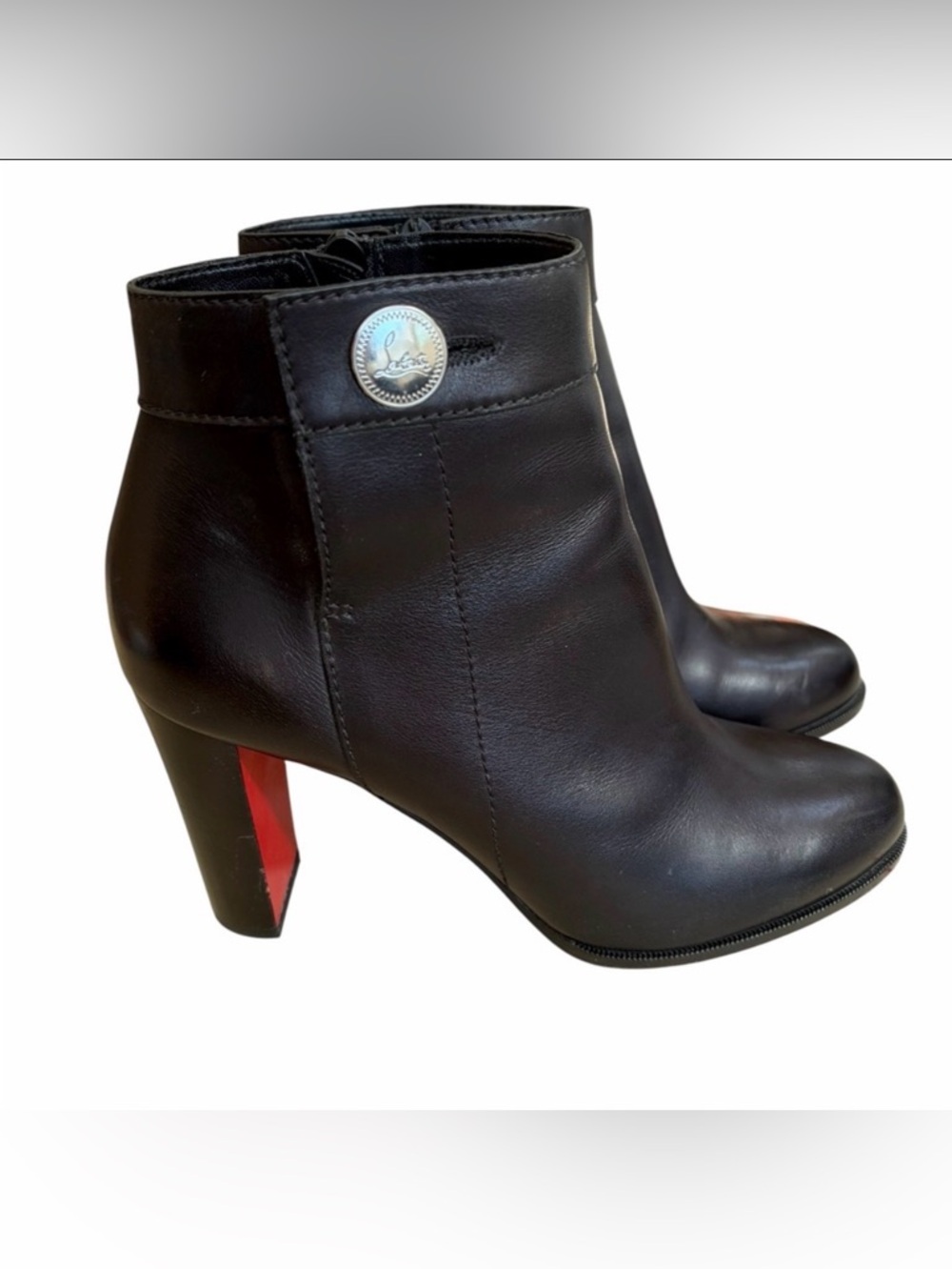 Christian Louboutin Black Janis Button Leather Boots Size 40